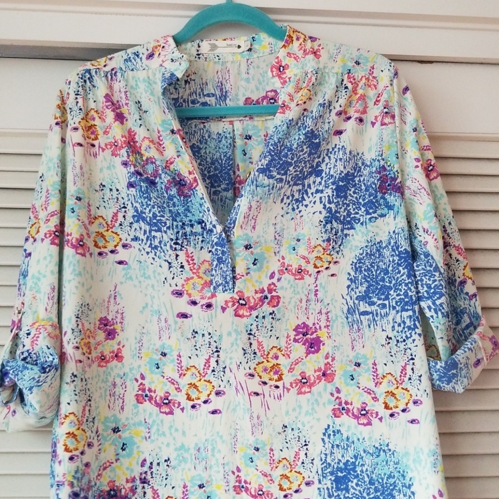 Boutique watercolor print long sleeved dress